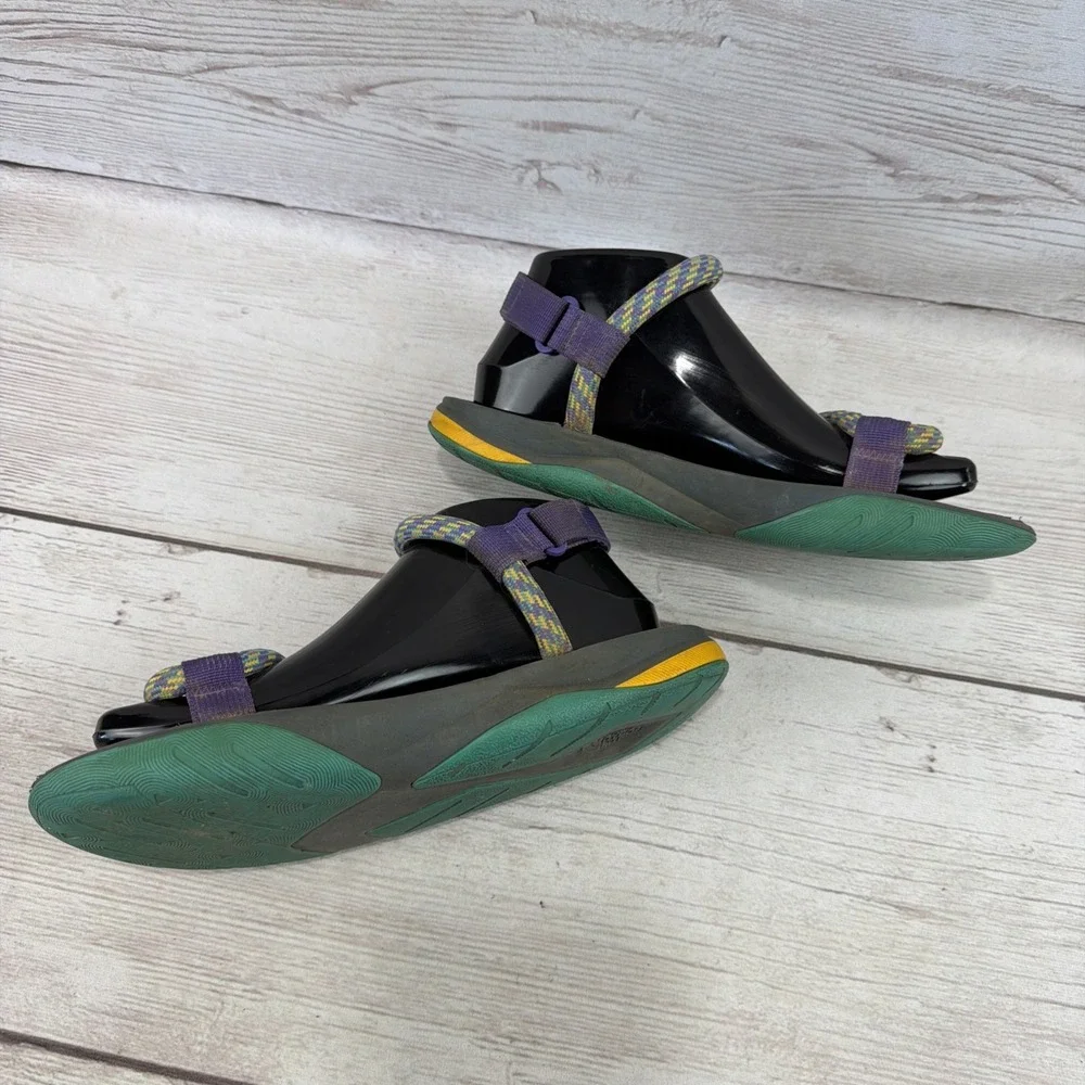 The North Face Women's 8 Skeena Outdoor Rope Sandals Gray Teal Purple Yellow